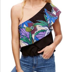 Free People One Shoulder Raffle Sleeve